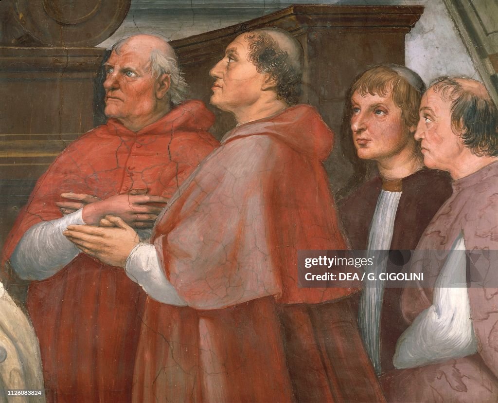 Cardinal Riario Cardinal Raffaele Riario with bystanders, detail of The Mass at... News ...
