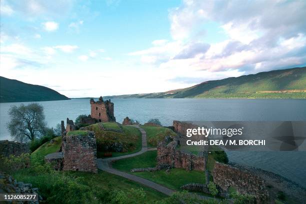 Ruins of Urquhart castle, Loch Ness, Scotland, United Kingdom, 13th-17th century.