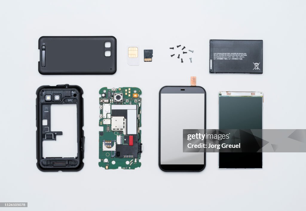 Disassembled smart phone