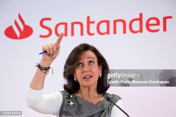 Banco Santander Chairman, Ana Patricia Botin, speaks during a news conference to announce the 2018 results at the bank's headquarters on January 30,...