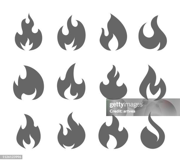 ilustrações de stock, clip art, desenhos animados e ícones de fire flames set - bola de fogo