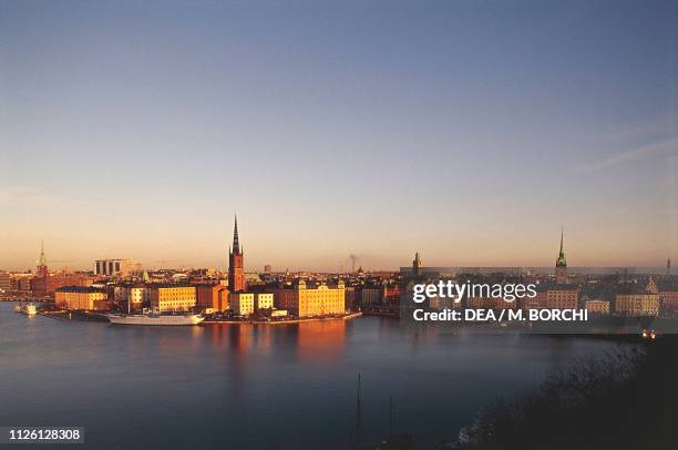 Aerial view of Riddarholmen island and the Old town , Stockholm, Sweden.