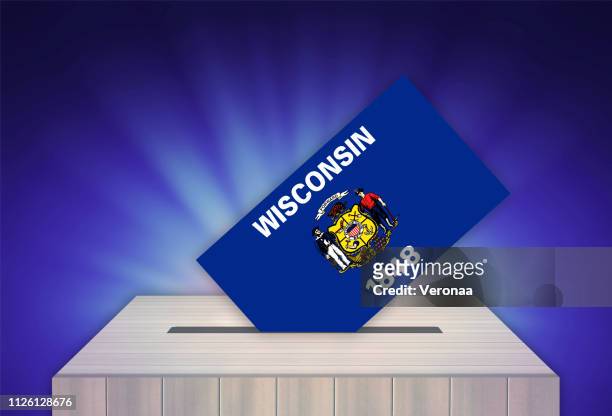 election day in the united states of america - wisconsin - wisconsin flag stock illustrations