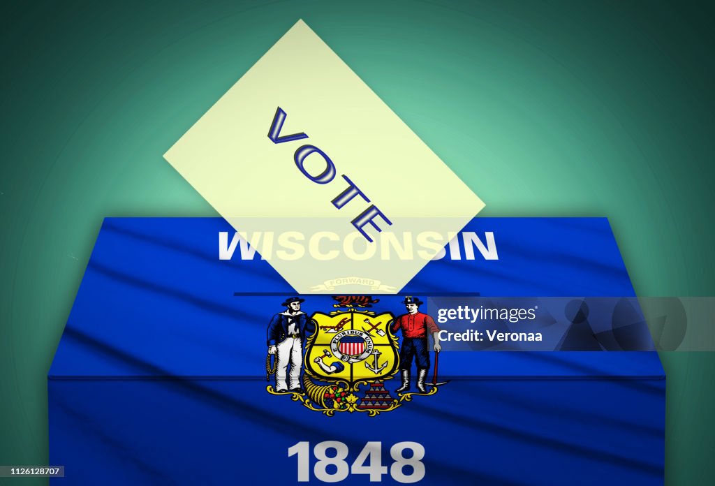 Election in WISCONSIN - USA, voting at the ballot box