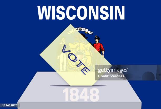 ballot box - election - wisconsin, usa - wisconsin state flag stock illustrations