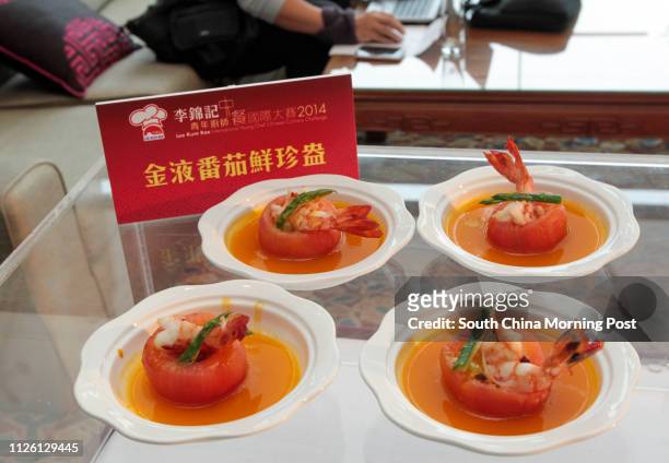 Dishes displayed during Lee Kum Kee International Young Chef Chinese Culinary Challenge Final cooking competition at Pok Fu Lam. 06MAR14 [MAR2014...