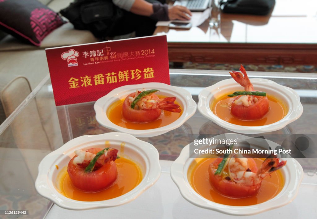 Dishes displayed during Lee Kum Kee International Young Chef Chinese Culinary Challenge Final cooking competition at Pok Fu Lam. 06MAR14 [MAR2014 LIFE BROADSHEET FEATURES]