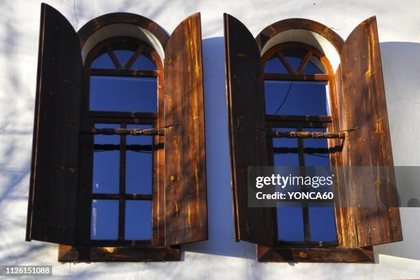 old windows - safranbolu turkey stock pictures, royalty-free photos & images