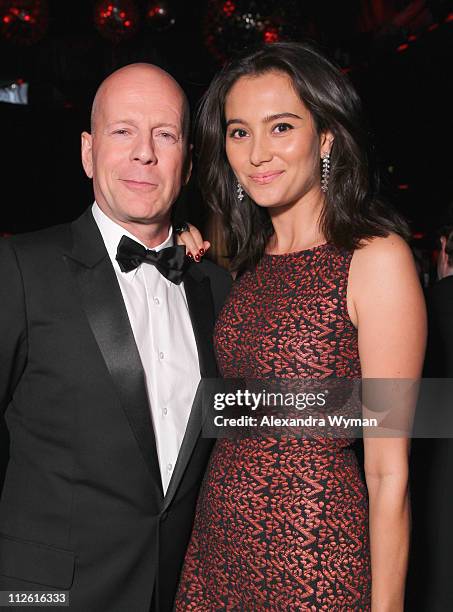 Bruce Willis and Emma Heming attends the InStyle and Warner Bros. 68th annual Golden Globe awards post-party at The Beverly Hilton hotel on January...