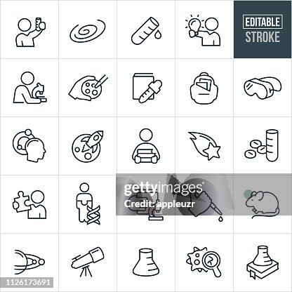 Science Research Thin Line Icons - Editable Stroke Science Research Thin Line Icons - Editable Stroke