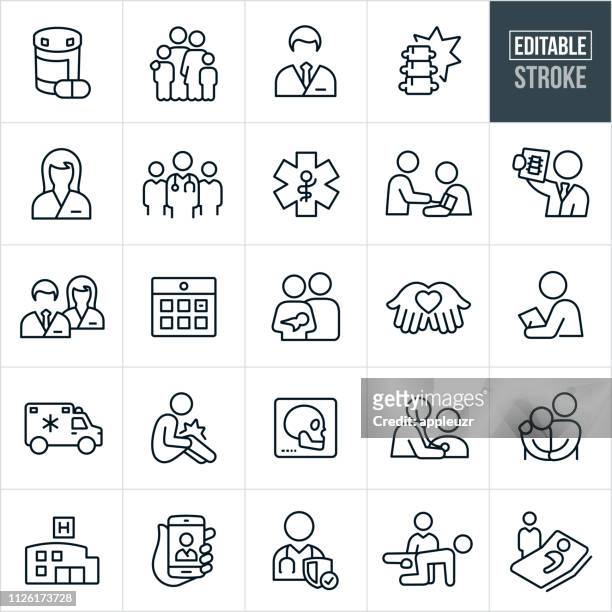 health care thin line icons - editable stroke - expertise stock illustrations