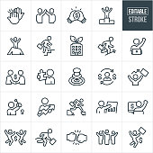 Business Success Thin Line Icons - Editable Stroke