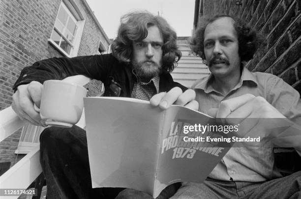 British Labour Party activist and borough councillor, Jeremy Corbyn with Les Silverstone, September 1975. They are holding a copy of 'Labour's...