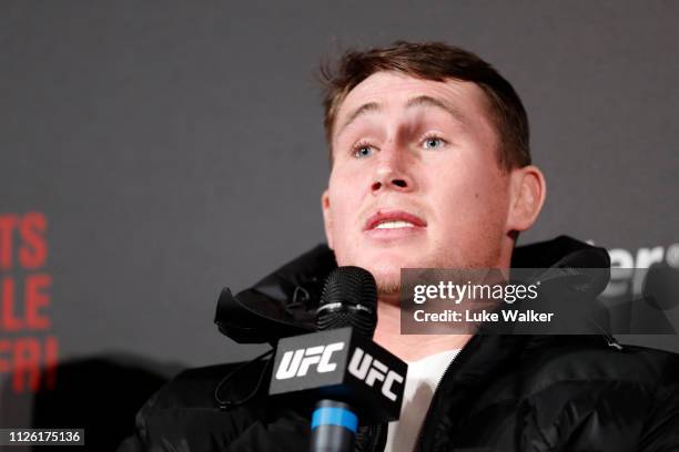 Darren Till, mixed martial artist of England talks to the media during the UFC press confrence at BT Tower on January 30, 2019 in London, England.
