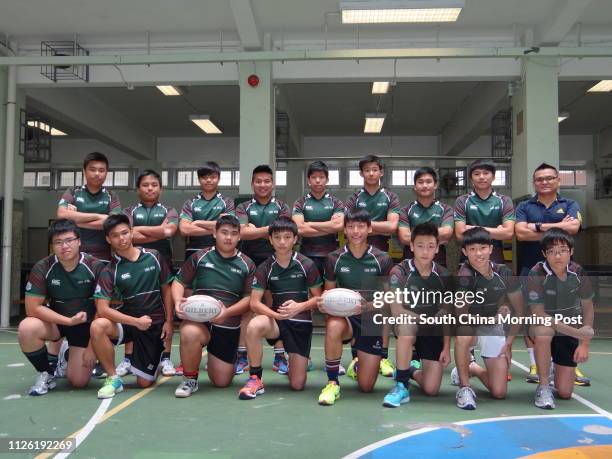 And B grade rugby team players of Choi Hung Estate Catholic Secondary School. Kwok Ming-tsun, Chan Ka-chun, Tam Chun-yip, Kenneth Li Sau-ping, Mak...