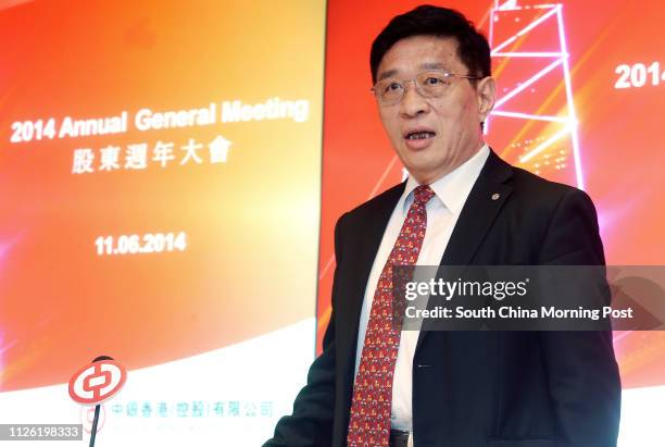 He Guangbei, Vice Chairman & Chief Executive, BOC Hong Kong Limited, attends the Bank's 2014 annual general meeting press conference, at the Bank of...