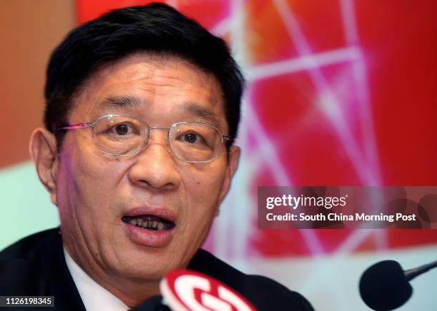 He Guangbei, Vice Chairman & Chief Executive, BOC Hong Kong Limited, attends the Bank's 2014 annual general meeting press conference, at the Bank of...