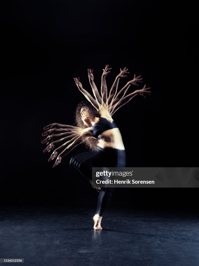 Female dancer in multiple motion