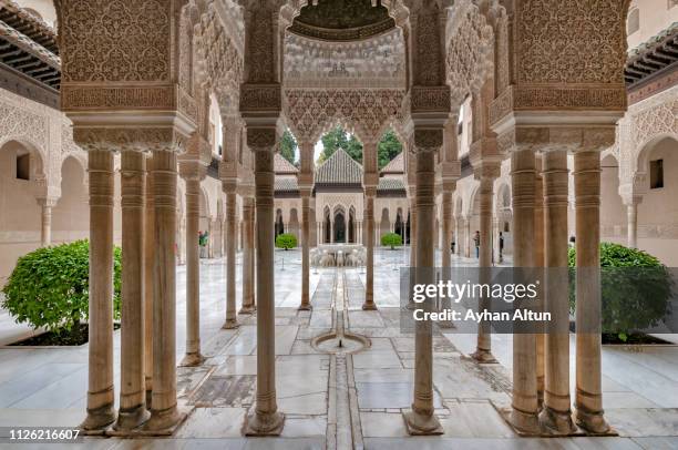 the court of the lions, alhambra palace, granada,andalusia, spain - granada stock-fotos und bilder