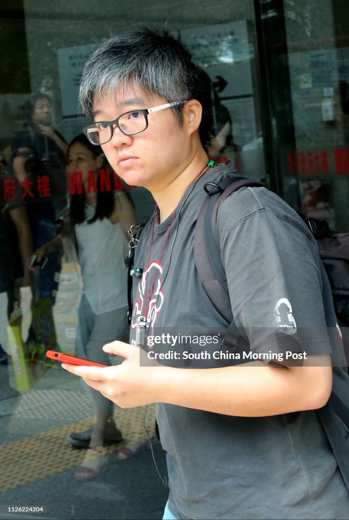 Crew member of October Pictures, Tong Hoi-ka appears at District Court to give evidence on the case in relation to two men conspiring to blackmail the Transformers' crew, at District Court in Wan Chai. 21JUL14