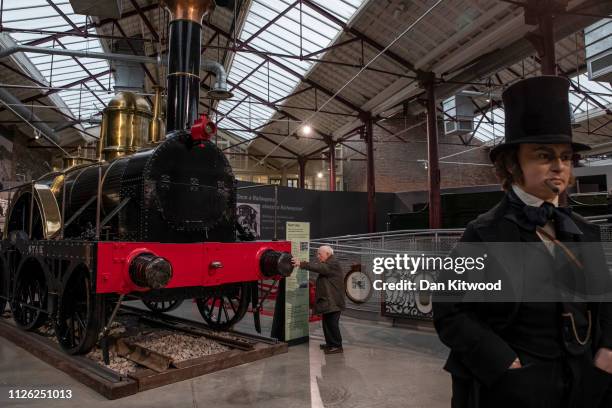 Visitor looks at a steam locomotive at the 'Steam Museum' on February 20, 2019 in Swindon, England. The car manufacturer Honda announced on Tuesday...