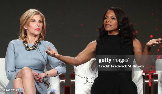 Christine Baranski and Audra McDonald of the television show "The Good Fight" speak during the CBS segment of the 2019 Winter Television Critics...