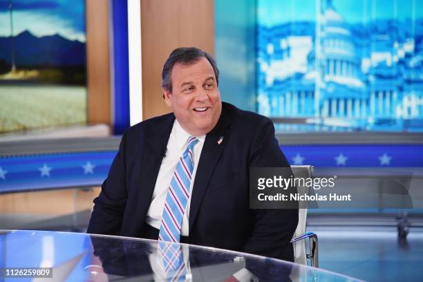 Former Governor Of New Jersey Chris Christie visits "The Daily Briefing With Dana Perino" at Fox News Channel Studios on January 30, 2019 in New York...