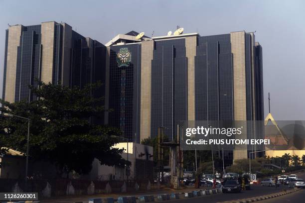 Picture shows the headquarters of the Nigerian Central Bank where electoral material is kept by Independent National Electoral Commission as the...