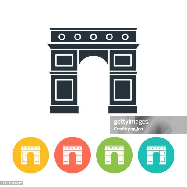 arc de triophe flat icon - color illustration - arc de triomphe stock illustrations