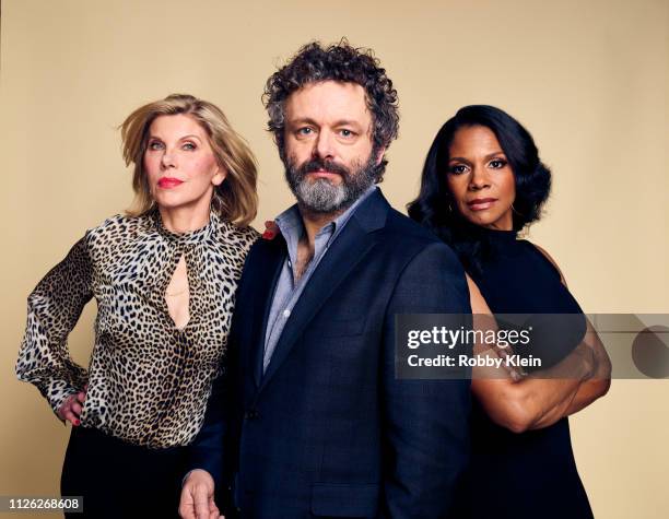 Christine Baranski, Michael Sheen, and Audra McDonald of CBS's 'The Good Fight' pose for a portrait during the 2019 Winter TCA at The Langham...