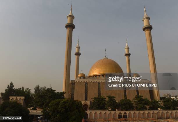 This picture taken on February 20, 2019 shows the National Central Mosque in Abuja, Nigeria.