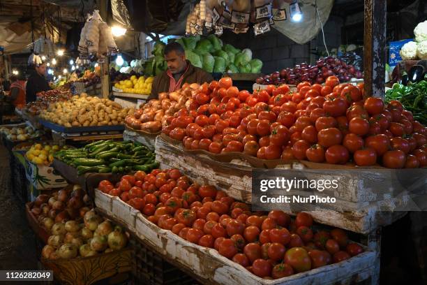 View of the fruits and vegetable market seen in the Old Town of Amman. On Wednesday, February 5 in Amman, Jordan.