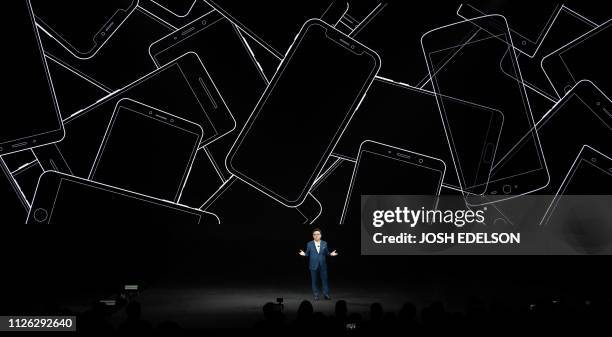 Koh, President and CEO of IT & Mobile Communications Division of Samsung Electronics speaks on stage during the Samsung Unpacked product launch event...