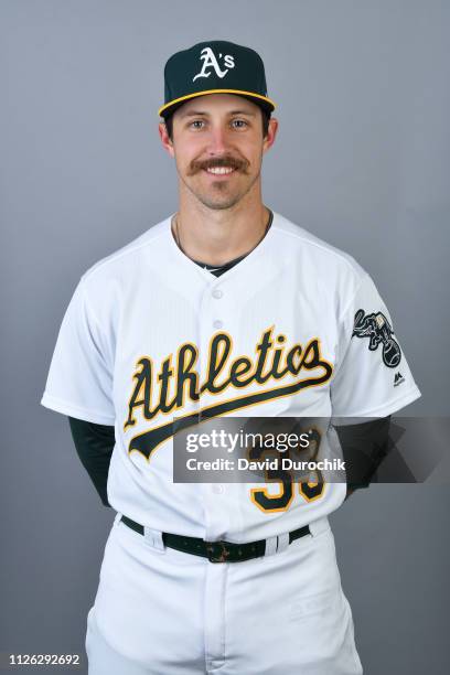 Daniel Mengden of the Oakland Athletics poses during Photo Day on Tuesday, February 19, 2019 at Hohokam Stadium in Phoenix, Arizona.