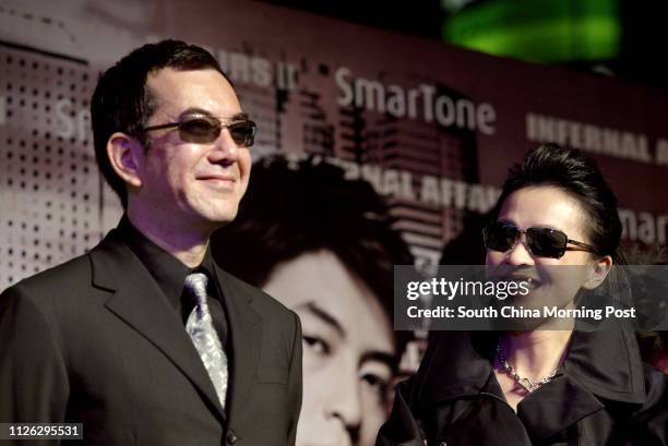 Stars Anthony Wong Chau-sang and Carina Lau in the premiere of "Infernal Affairs II" at the UA theatre in Times Square. 29 September 2003