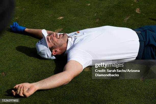 Houston Astros starting pitcher Justin Verlander reacts during the Waste Management Phoenix Open Pro-Am at TPC Scottsdale on January 30, 2019 in...