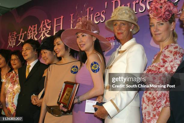 The Most Outstanding Outfit Award winners: Nikki Whyte - 3rd, Christine Ridley - 2rd, Isabella Kau - 1st, Rosamund Kwan and Jessica Ng - The Best...