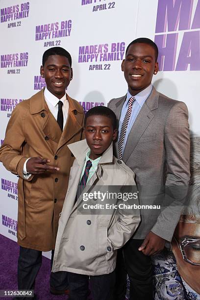 Kwame Boatang, Kwesi Boakye, and Kofi Siriboe at Lionsgate Premiere of "Madea's Big Happy Family" at ArcLight Cinemas Cinerama Dome on April 19, 2011...