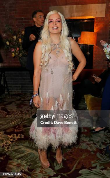 Lily Allen attends the Warner Music & CIROC Vodka House Party, in association with GQ, at Chiltern Firehouse on February 20, 2019 in London, England.