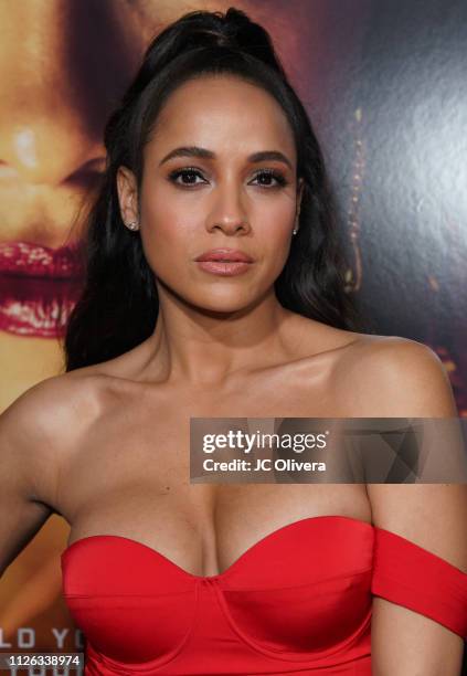 Actress Dania Ramirez attends the premiere of Columbia Pictures' 'Miss Bala' at Regal LA Live Stadium 14 on January 30, 2019 in Los Angeles,...