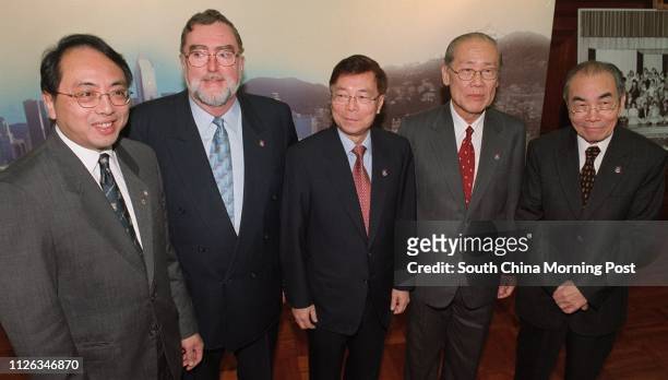 Vice-chancellor of the University of Hong Kong, Tsui Lap-chee , with his predecessors Ian Davies, Cheng Yiu-chung, Wang Gungwu and Rayson Huang...