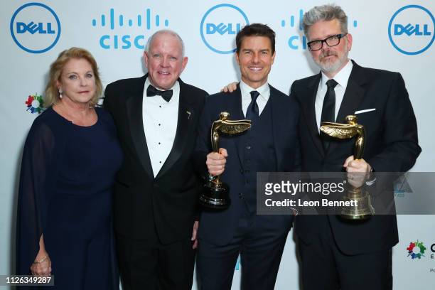 Chairwoman of Harold Lloyd Entertainment Suzanne Lloyd, President of the Advanced Imaging Society Jim Chabin, Tom Cruise with the Lumiere Award for...