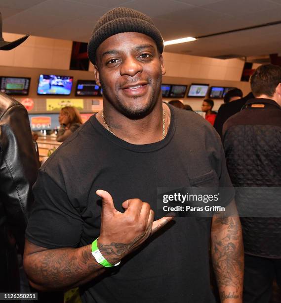 Former NFL Player Clinton Portis attends Bowling For Humphries hosted by Takeo Spikes and The NFL Legends Community at Midtown Bowl on January 30,...