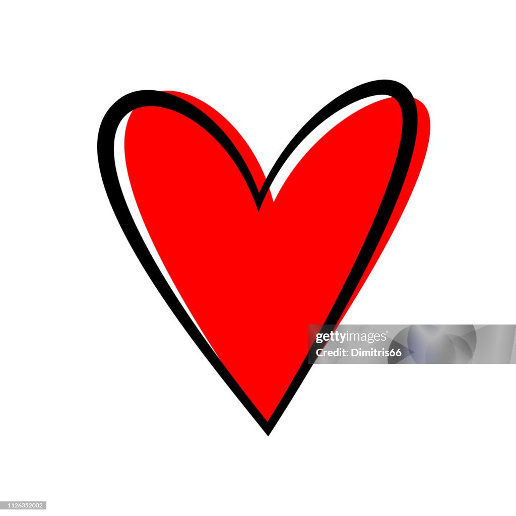 Corazón dibujado a mano aislado. Elemento de diseño para el concepto de amor. Doodle sketch en forma de corazón rojo.