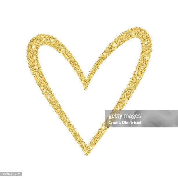 doodle sketch heart shape gold glitter frame - sequin stock illustrations