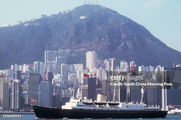 The arrival of the Royal Yacht Britannia to Hong Kong Victoria Harbour. 1986