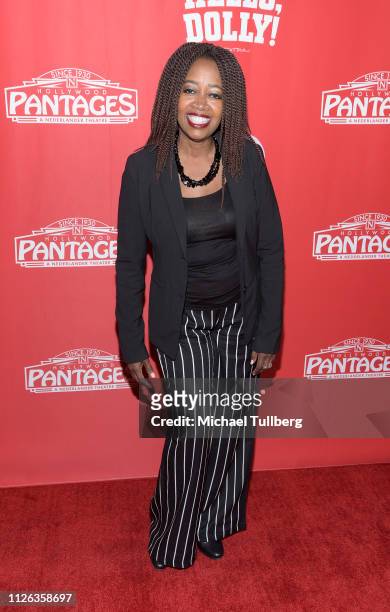 Actress Jennifer Leigh Warren attends the Los Angeles premiere of the musical "Hello Dolly" at the Pantages Theatre on January 30, 2019 in Hollywood,...