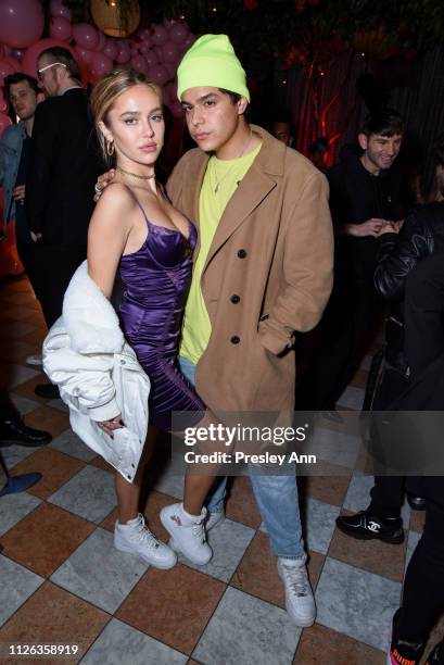 Delilah Belle Hamlin and Amaury Nessaibia attends Anastasia Karanikolaou For Oh Polly Valentine's Day Launch at Poppy on January 30, 2019 in Los...