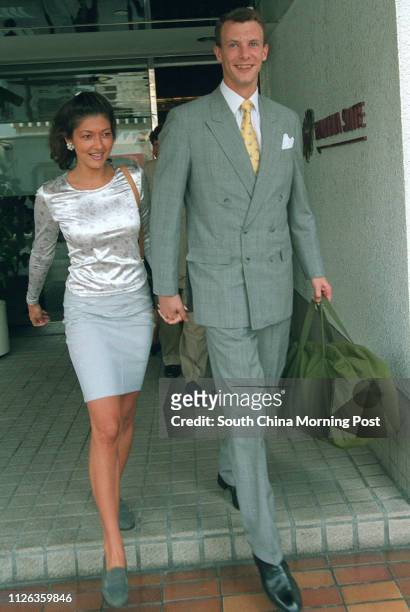 Prince of Denmark, Joachim with his fiancee Alexandra Manley arrived at Hong Kong airport.