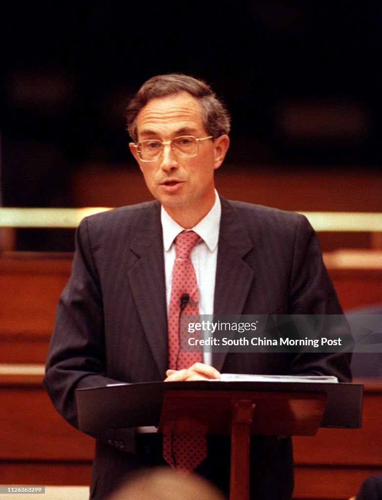 Attorney General Jeremy Mathews addresses legislators , 21 July 1993